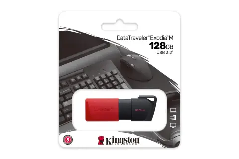 USB Flash Kingston 128GB USB 3.2 Gen 1 DataTraveler Exodia M (Black + Red)
