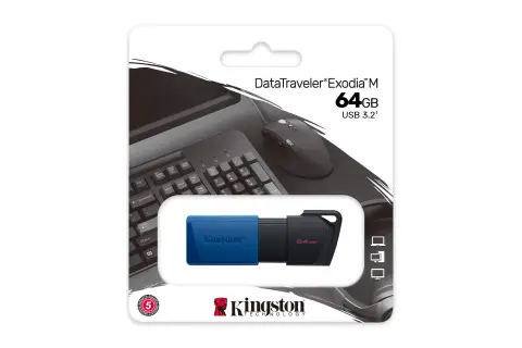 USB Flash Kingston 64GB USB 3.2 Gen 1 DataTraveler Exodia M (Black + Blue)