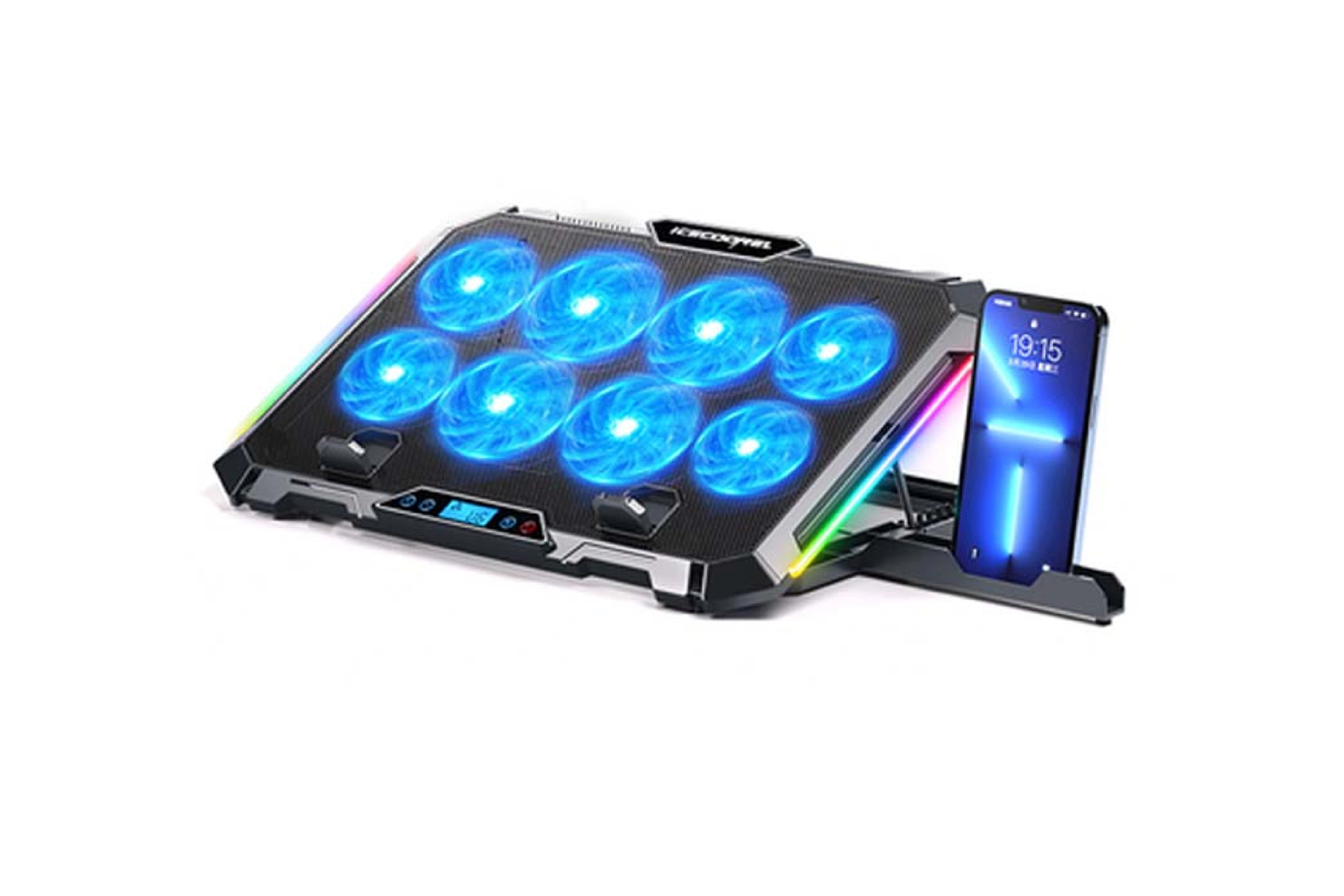 K28 Laptop Cooling Pad 8 Fan RGB LCD Display Control